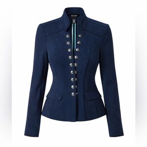 White House Black Market Navy Corset Blazer Women’s 4 Great Preowned Condition